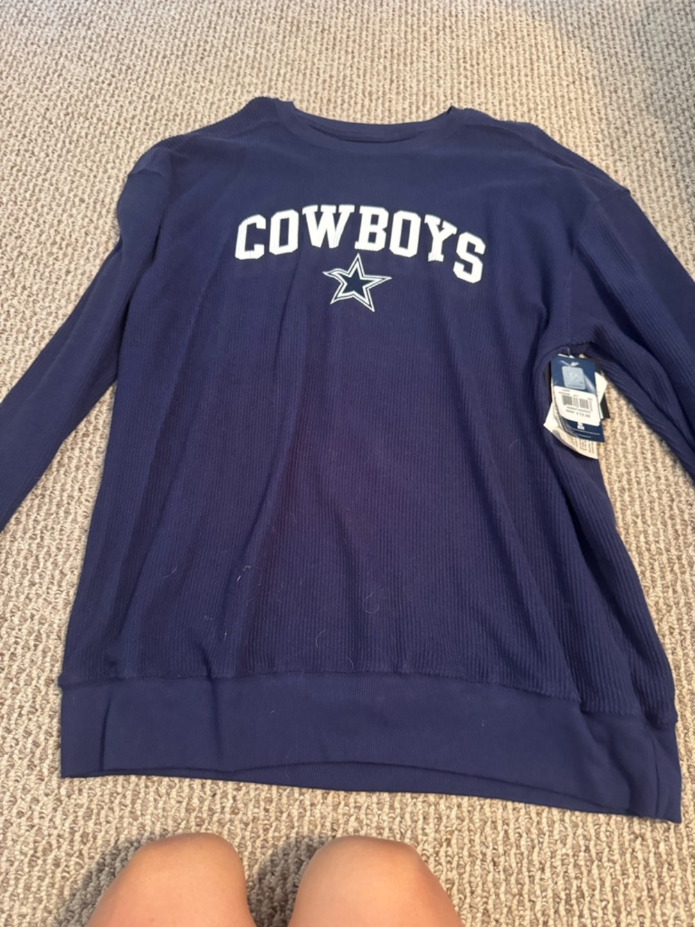 NFL Cowboys Navy Crewneck Waffle Knit Sweater